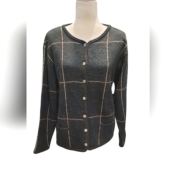 Tally Ho Vintage Plaid Cardigan Sweater - Picture 1 of 5